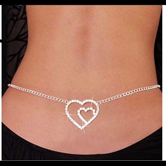 Jewelry - Heart Silver Rhinestone Belly Lower Back Chain